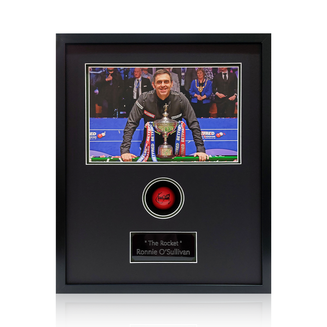 Ronnie O’Sullivan Signed & Inscribed Red Ball Compact Frame