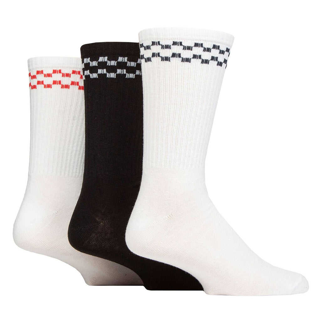 6 Pack Mens White Crew Socks with Stripe - Comfortable Cotton Sport Socks