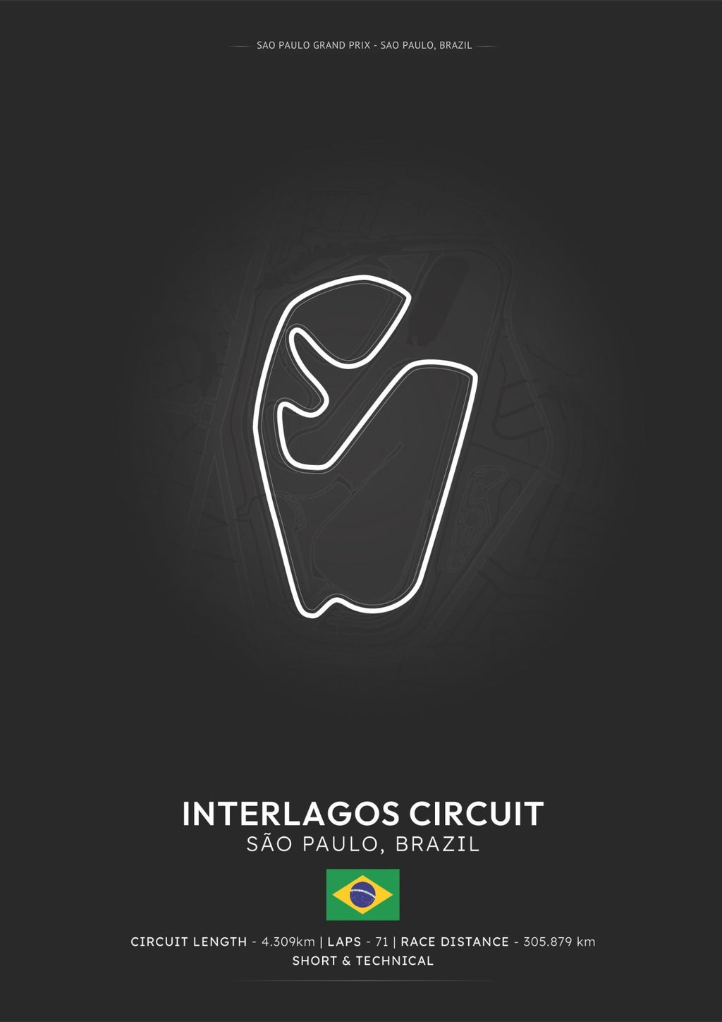 São Paulo Circuit Poster - Formula 1 Inspired Print