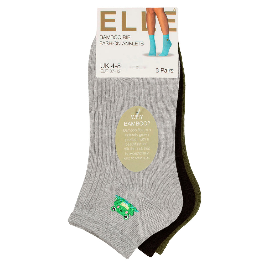 3 Pack Ladies Ribbed Anklet Socks with Frill Welt - Soft Stylish Everyday Fit