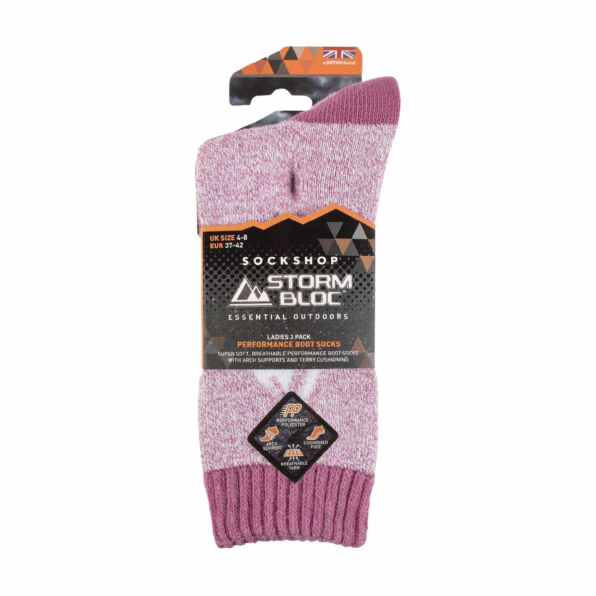 3 Pack Ladies Performance Polyester Boot Socks