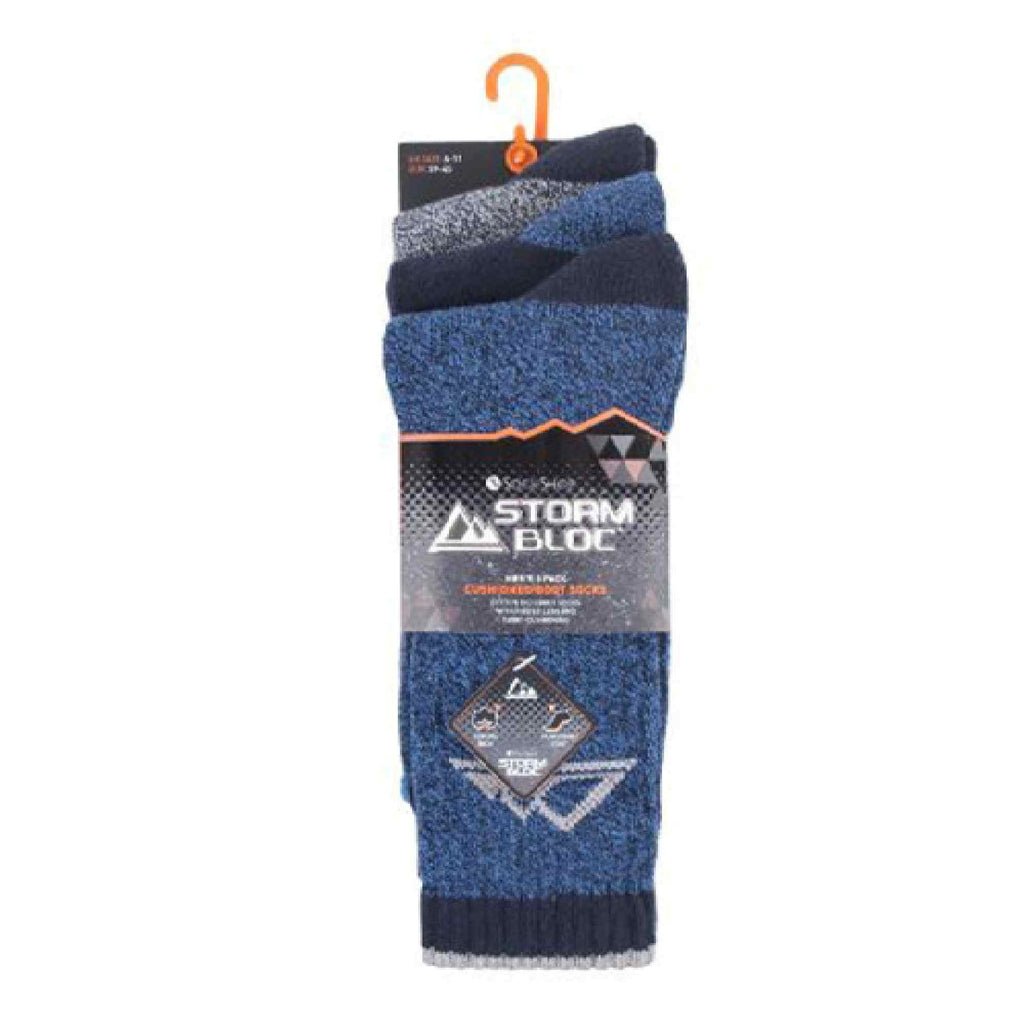 3 Pack Mens Padded Sole Anti Blister Cotton Hiking Socks