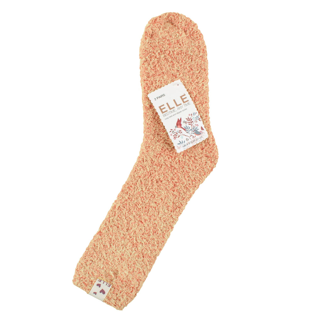 2 Pack Ladies Two Tone Cosy Bed and Home Socks - Warm Soft Relaxing Comfort