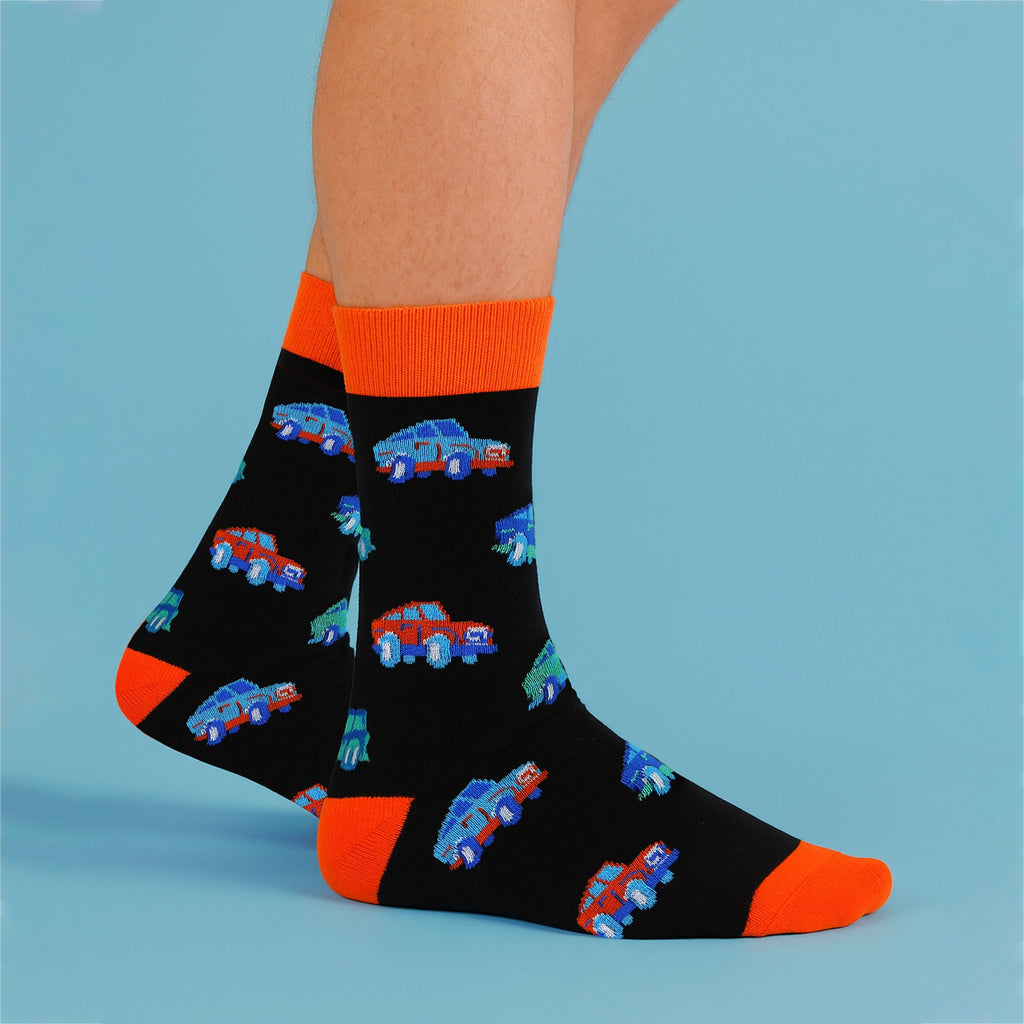 6 Pack Mens Bamboo Design Socks - Soft Breathable Everyday Patterned Fit