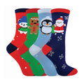 4 Pairs Kids Christmas Novelty Cotton Rich Socks