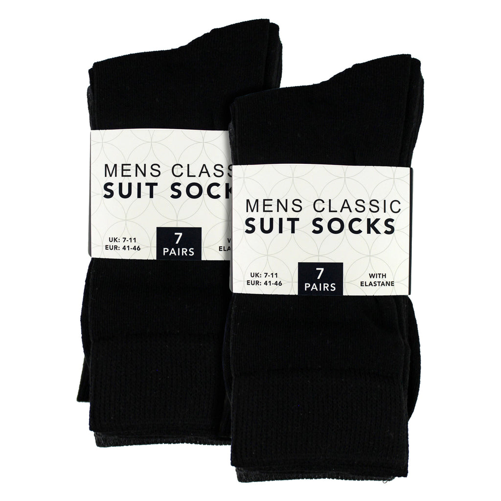 7 Pack Mens Classic Suit Socks - Soft Breathable Plain Dress Socks