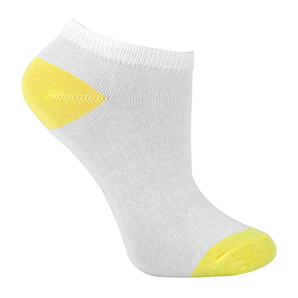 12 Pack Girls Low Cut White Trainer Socks with Contrast Heel & Toe