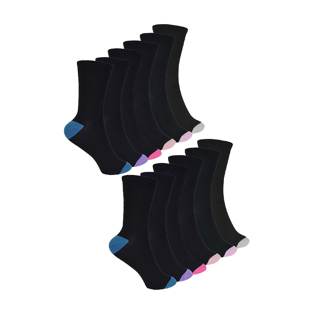 12 Pack Ladies Black Cushioned Soft Breathable Bamboo Socks