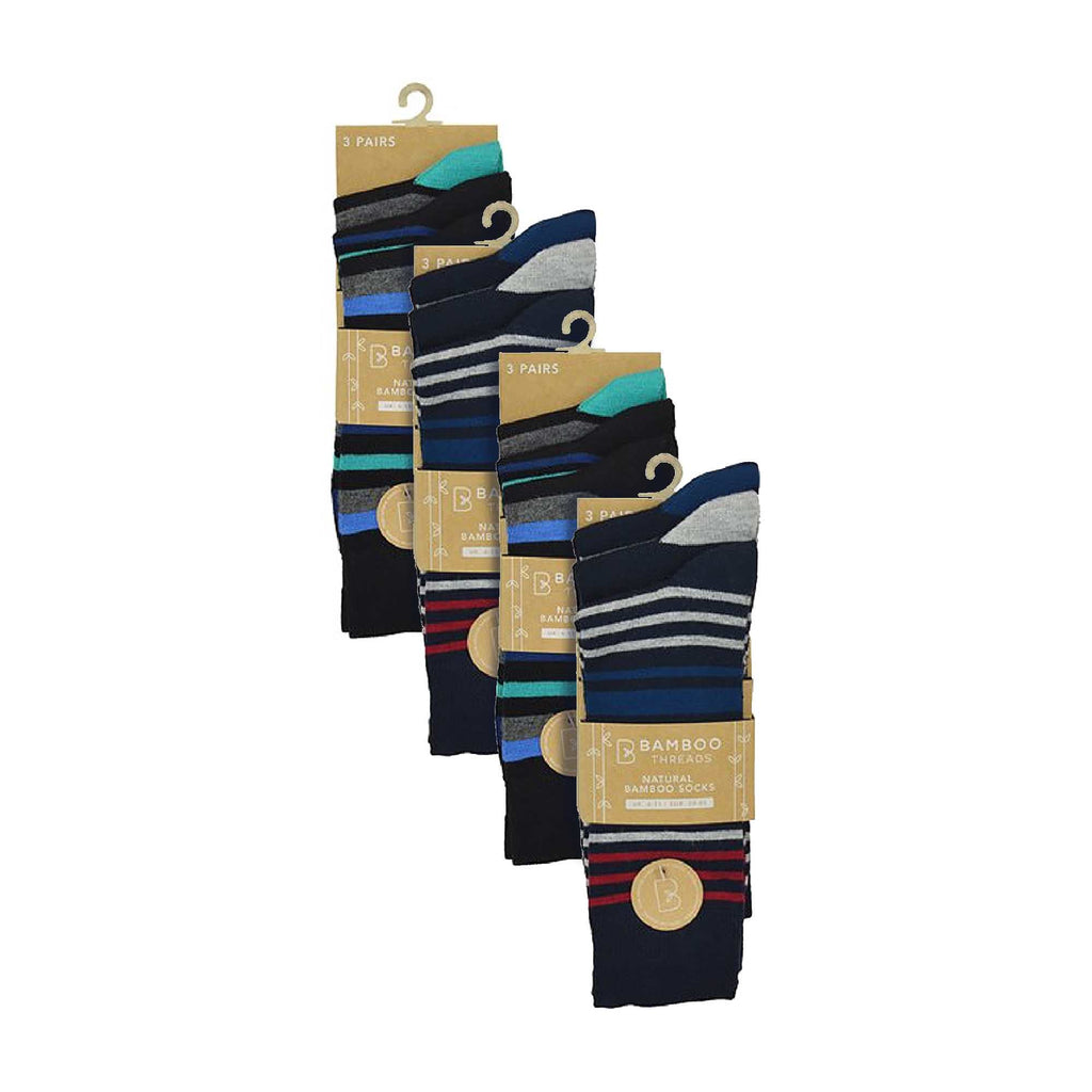 12 Pack Mens Multicolor Soft Breathable Bamboo Crew Socks