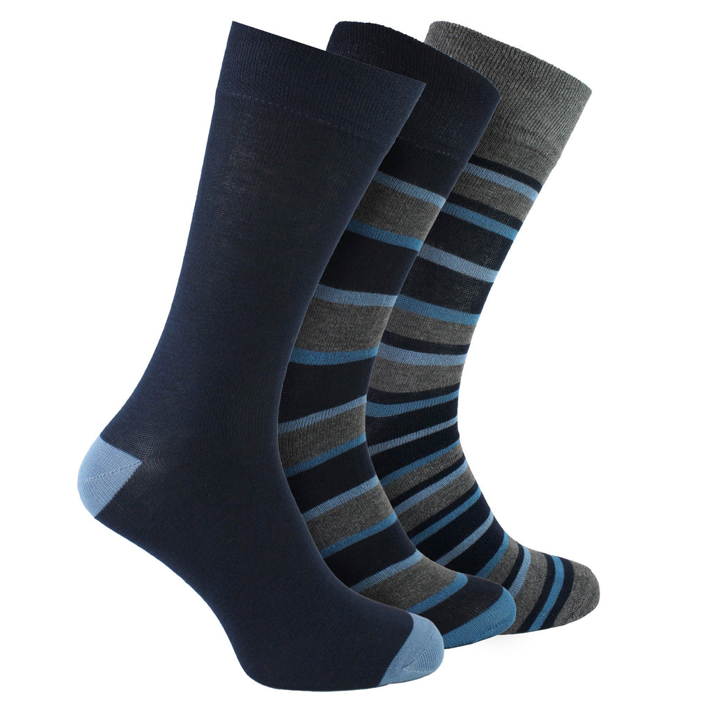 12 Pack Mens Non Elastic Striped Soft Breathable Bamboo Socks