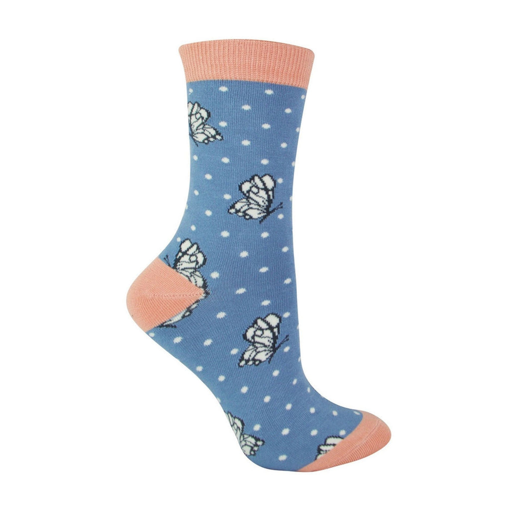 1 Pack Ladies Novelty Cornflower Butterfly Bamboo Socks