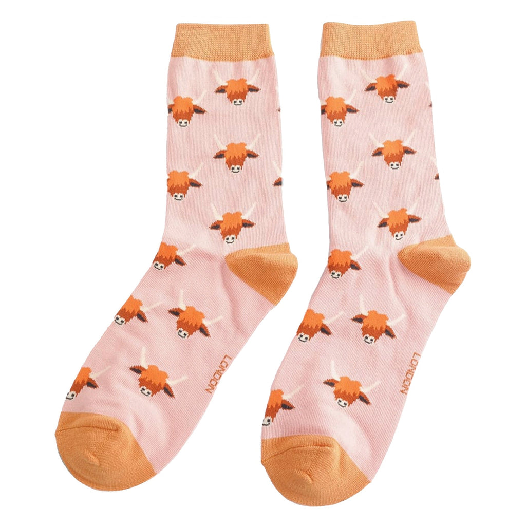 Ladies Highland Cow Socks | Womens Novelty Bamboo Gift Socks For Cow Lovers