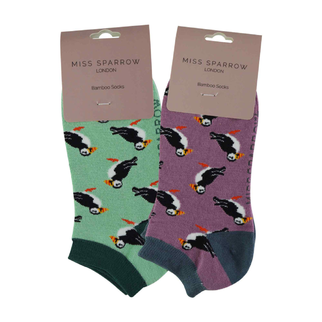 2 Pack Ladies Novelty Animal Themed Bamboo Trainer Socks