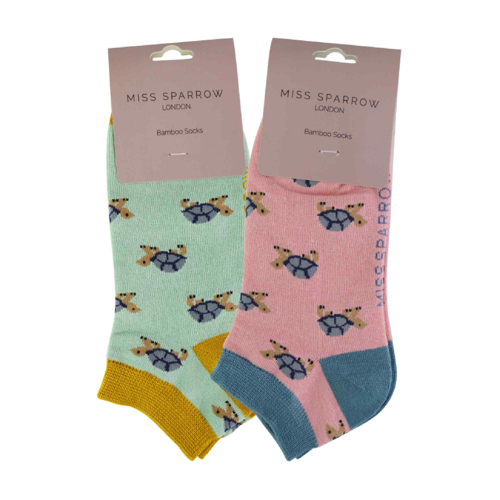 2 Pack Ladies Novelty Animal Themed Bamboo Trainer Socks