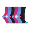 6 Pack Ladies Non Elastic Patterned Cotton Rich Socks