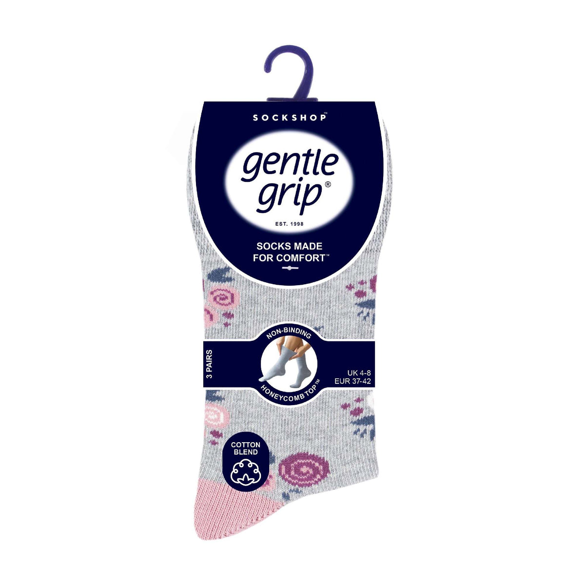 6 Pack Ladies Patterned Cotton Non Elastic Socks