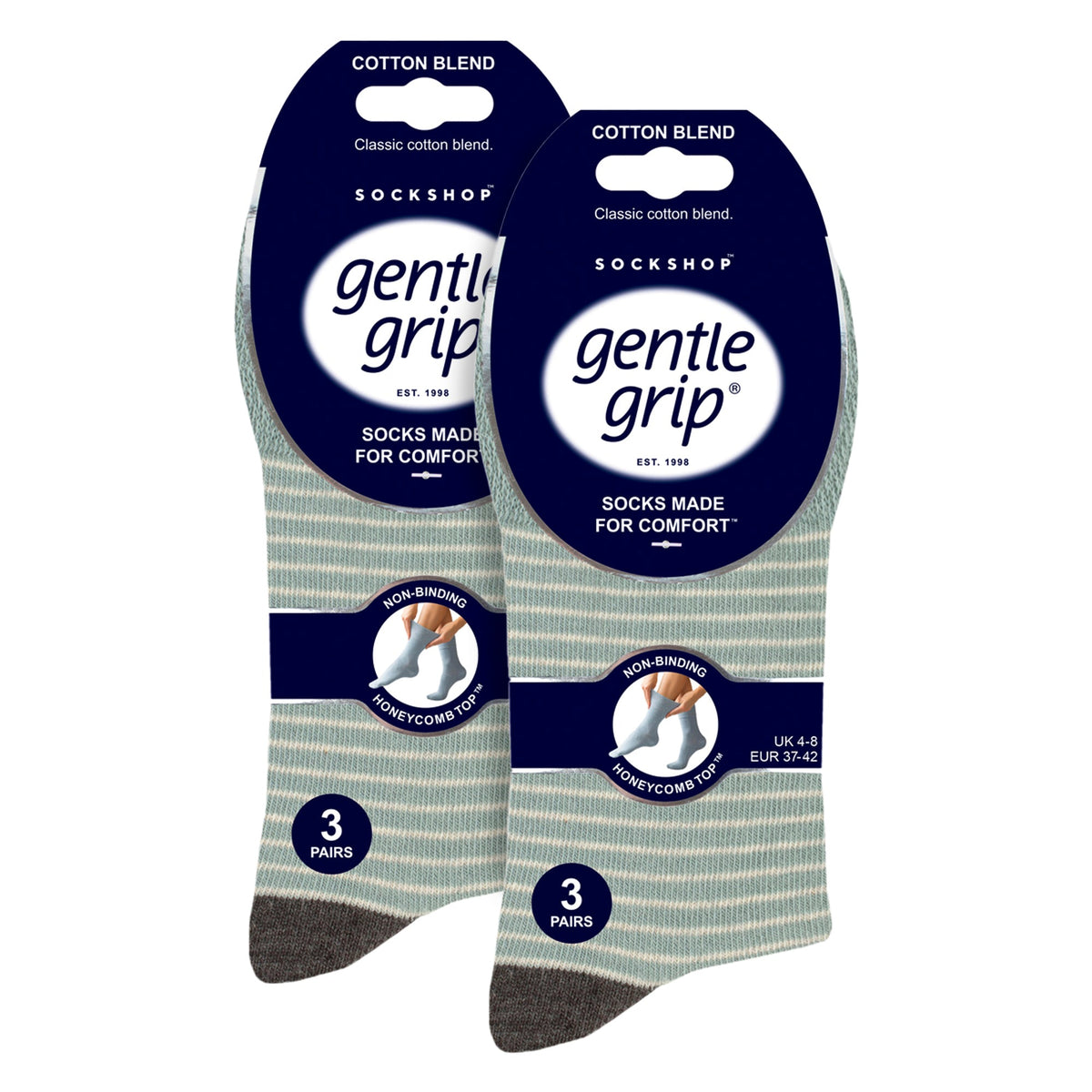 6 Pairs Ladies Cotton Socks | Patterned Soft Non-Binding Everyday Socks