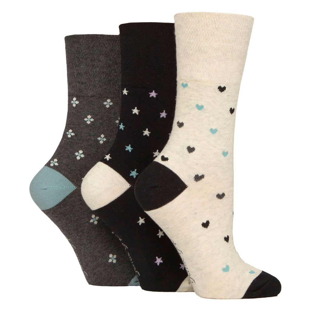 6 Pairs Ladies Cotton Socks | Patterned Soft Non-Binding Everyday Socks