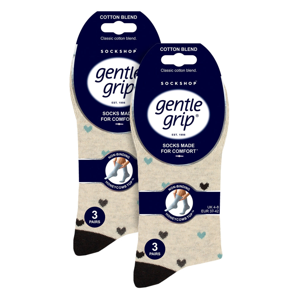 6 Pairs Ladies Cotton Socks | Patterned Soft Non-Binding Everyday Socks