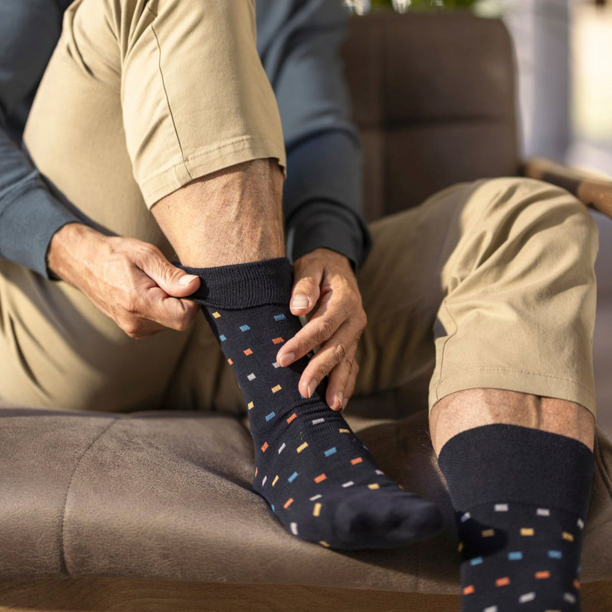 6 Pairs Mens Non Elastic Patterned Socks