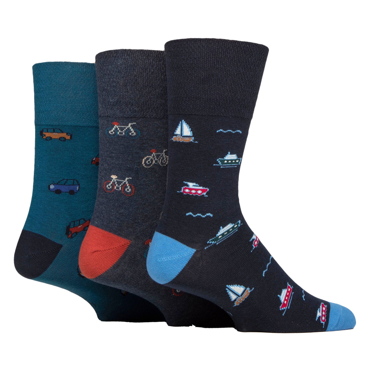 6 Pairs Mens  NON ELASTIC Cotton Rich Novelty Patterned Socks