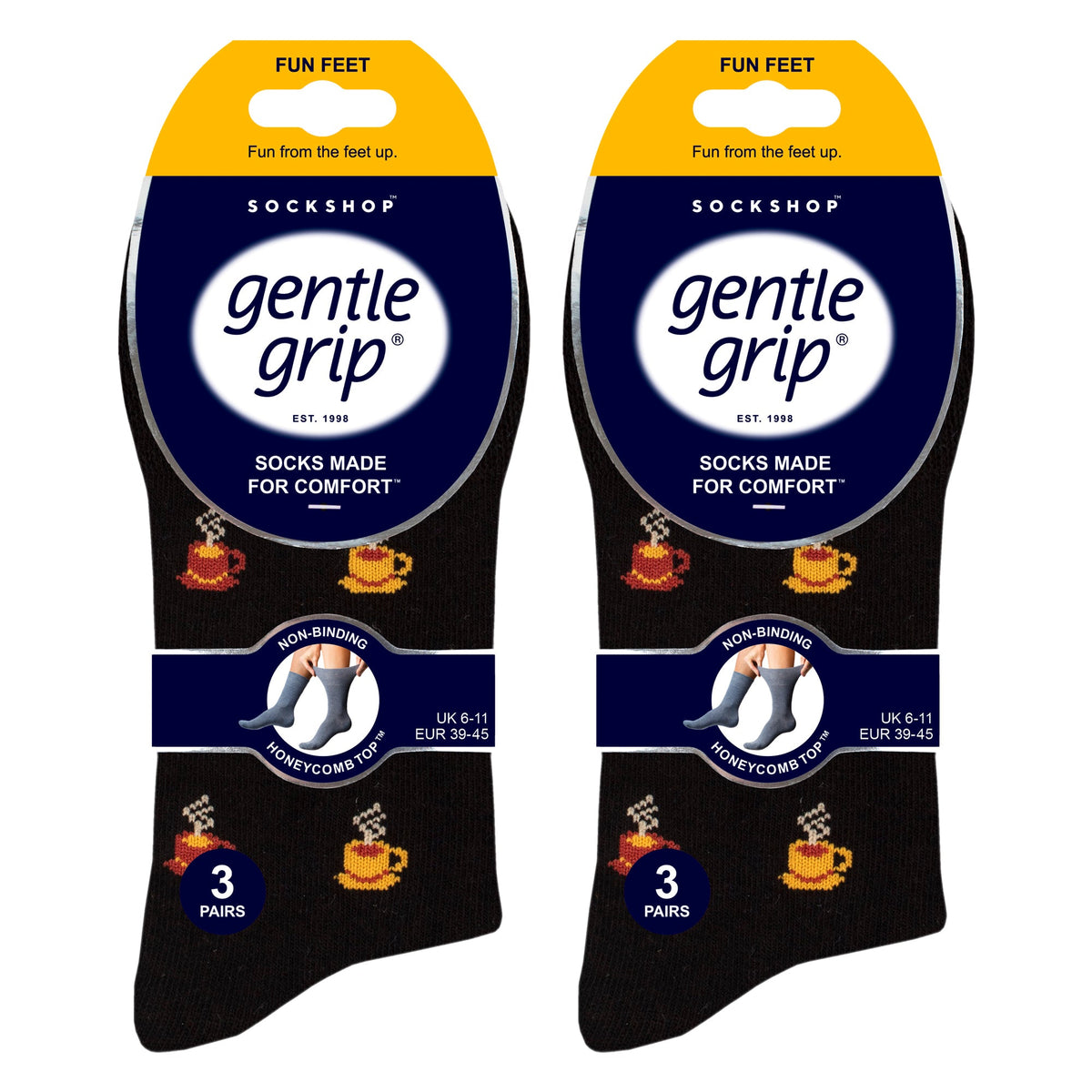 6 Pairs Mens  NON ELASTIC Cotton Rich Novelty Patterned Socks
