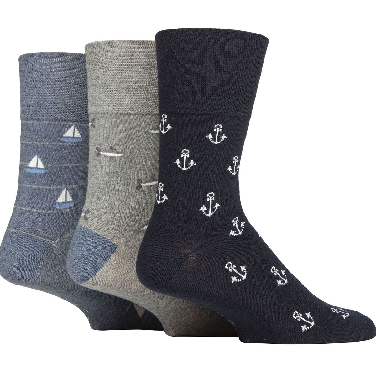 6 Pack Men’s Non-Elastic Loose Top Patterned Socks