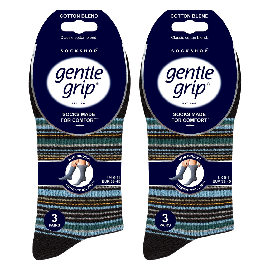 6 Pack Men’s Non-Elastic Loose Top Patterned Socks