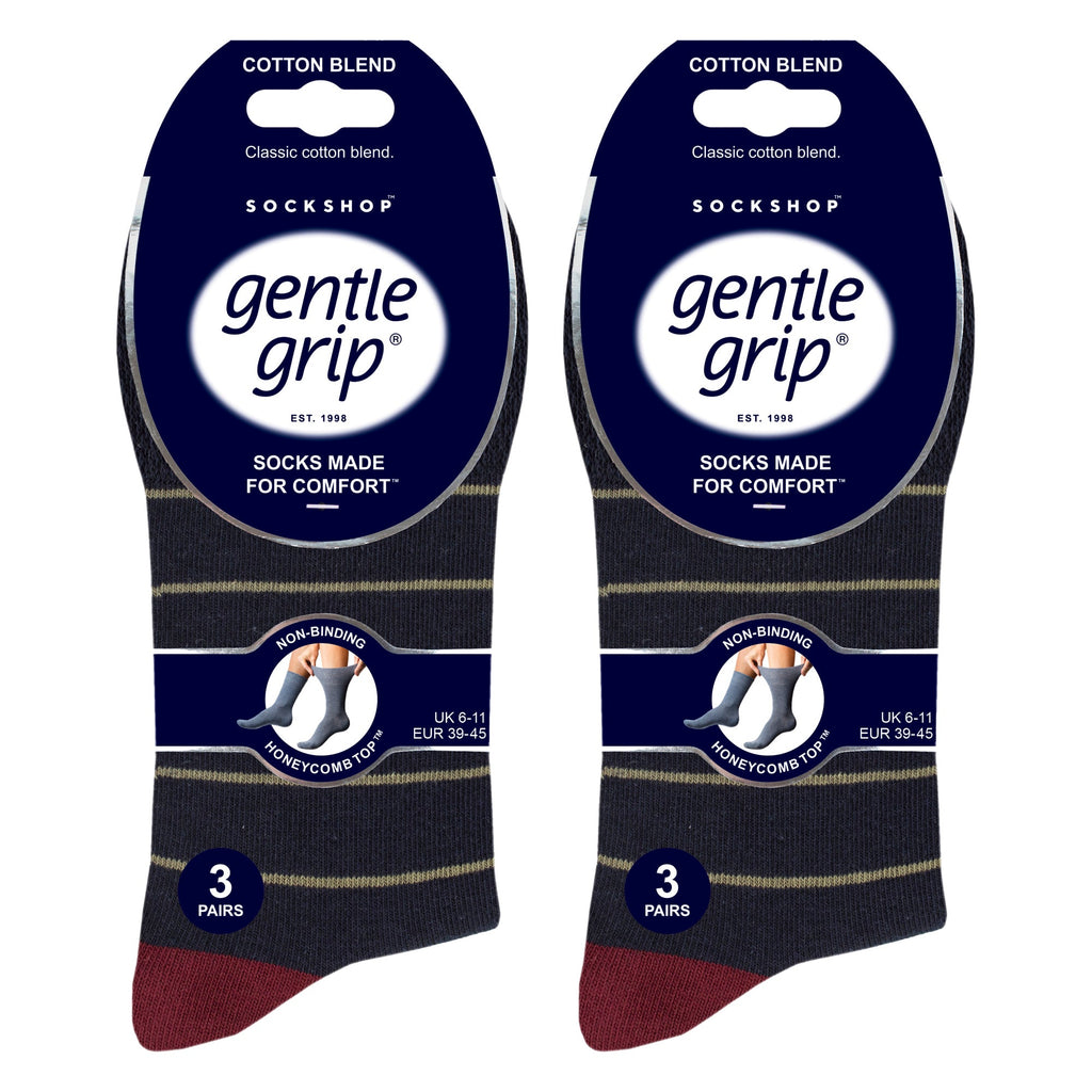 6 Pack Men’s Non-Elastic Loose Top Patterned Socks