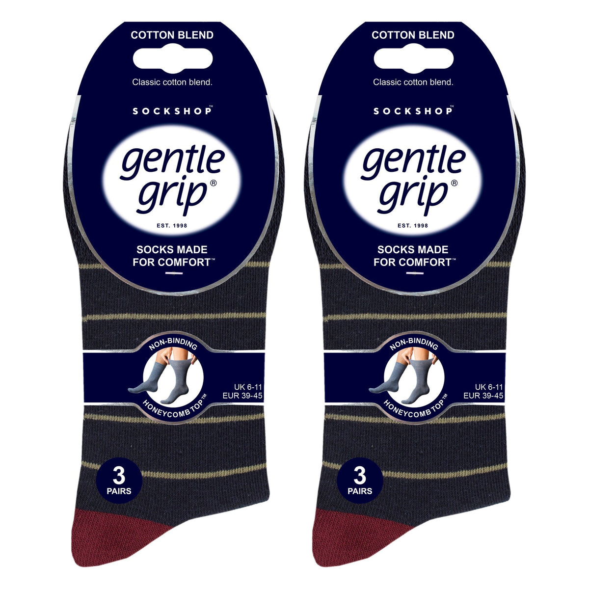 6 Pack Men’s Non-Elastic Loose Top Patterned Socks