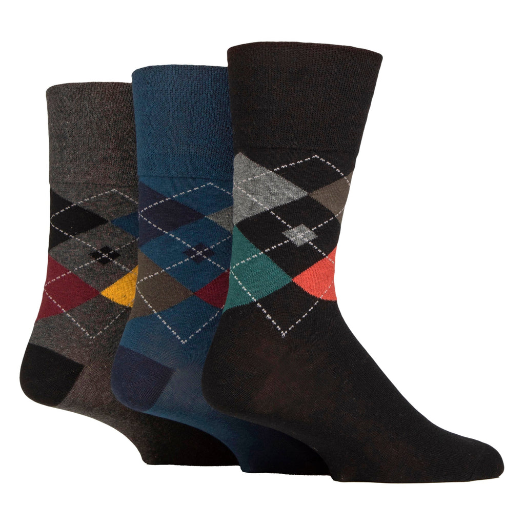 6 Pack Men’s Non-Elastic Loose Top Patterned Socks