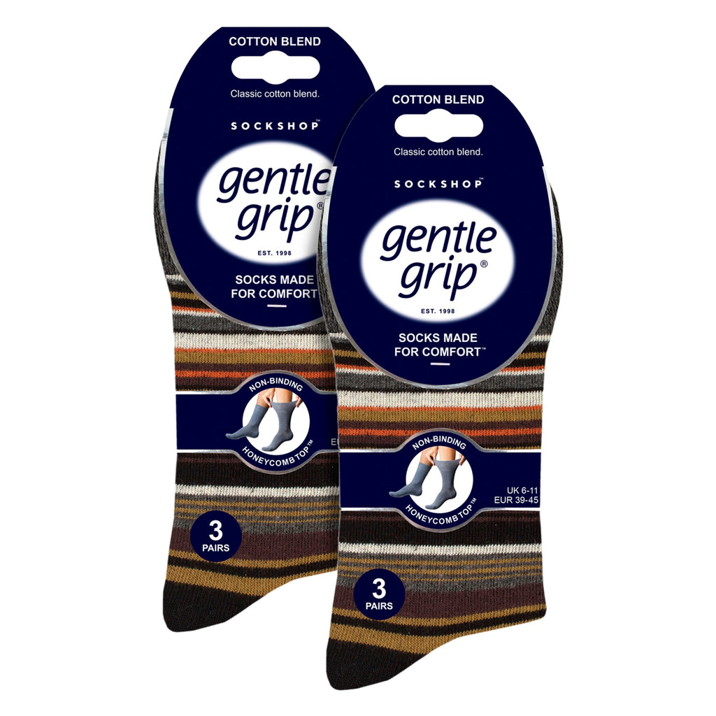 6 Pairs Mens Cotton Socks | Patterned Soft Non-Binding Everyday Socks