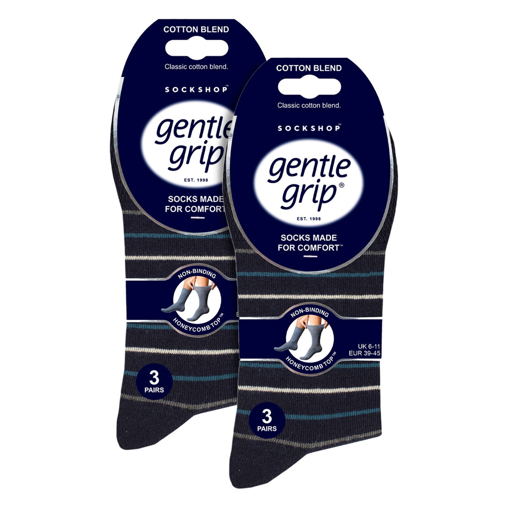 6 Pairs Mens Cotton Socks | Patterned Soft Non-Binding Everyday Socks