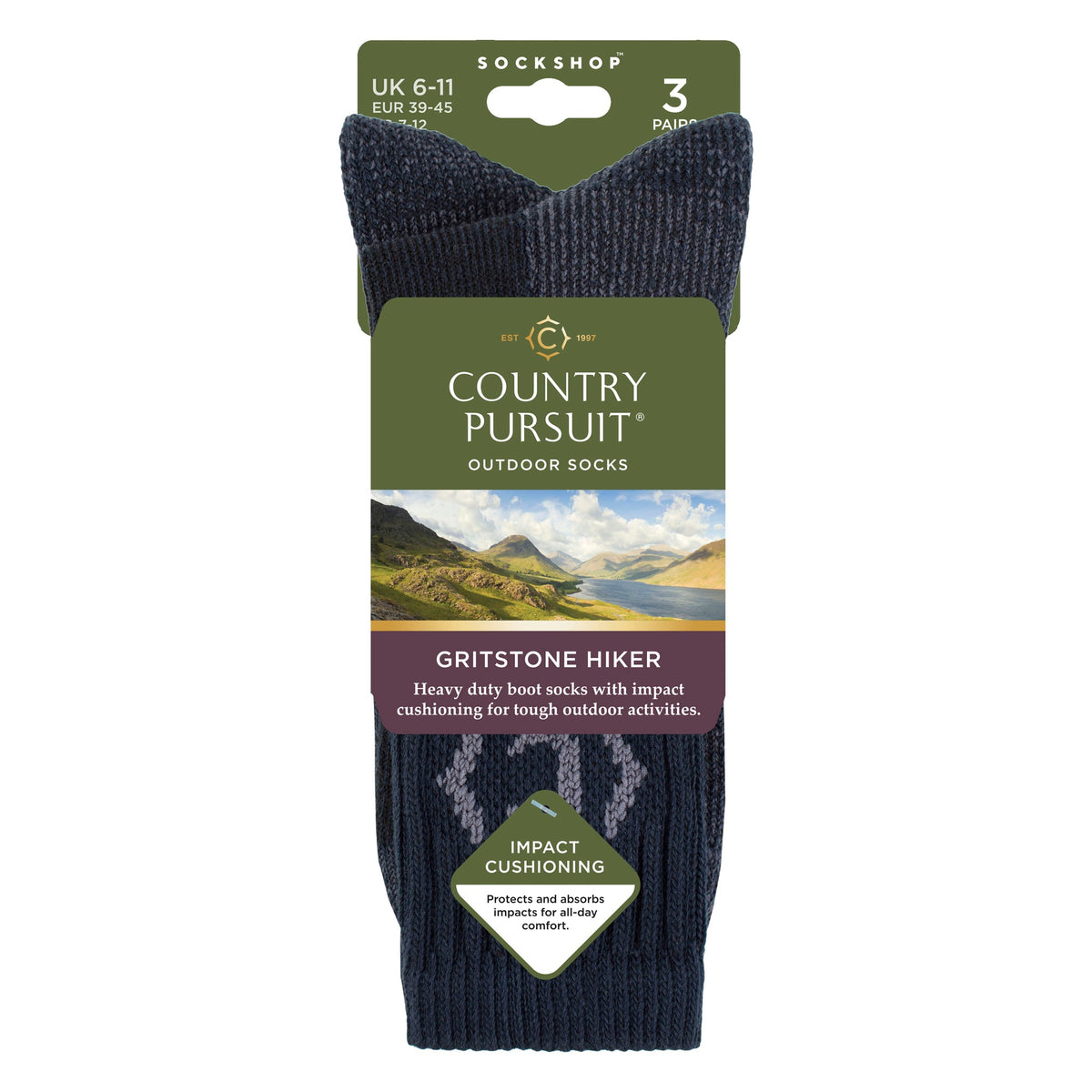 Mens Heavy Duty Durable Cushioned Hiking Socks with Reinforced Heel & Toe