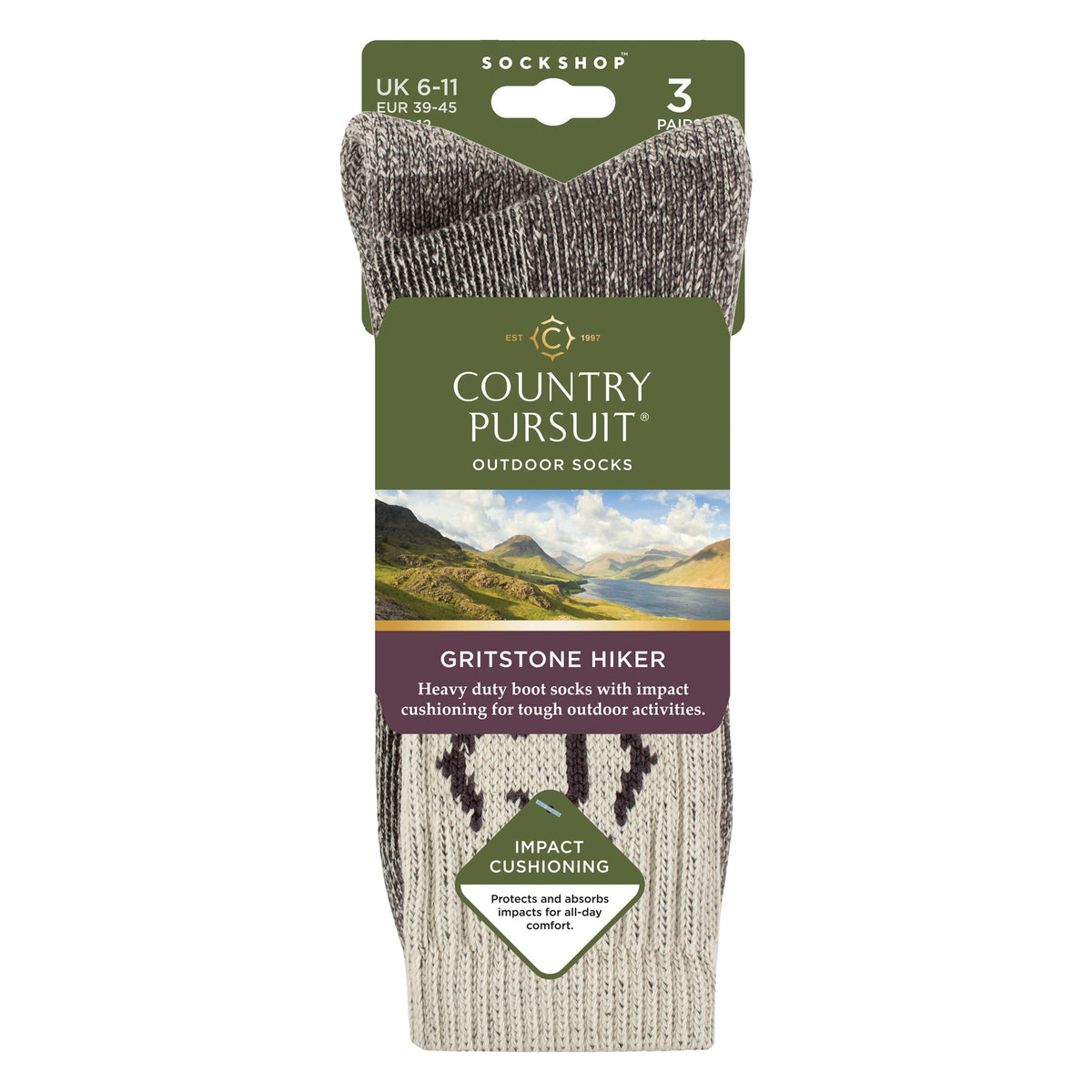 Mens Heavy Duty Durable Cushioned Hiking Socks with Reinforced Heel & Toe