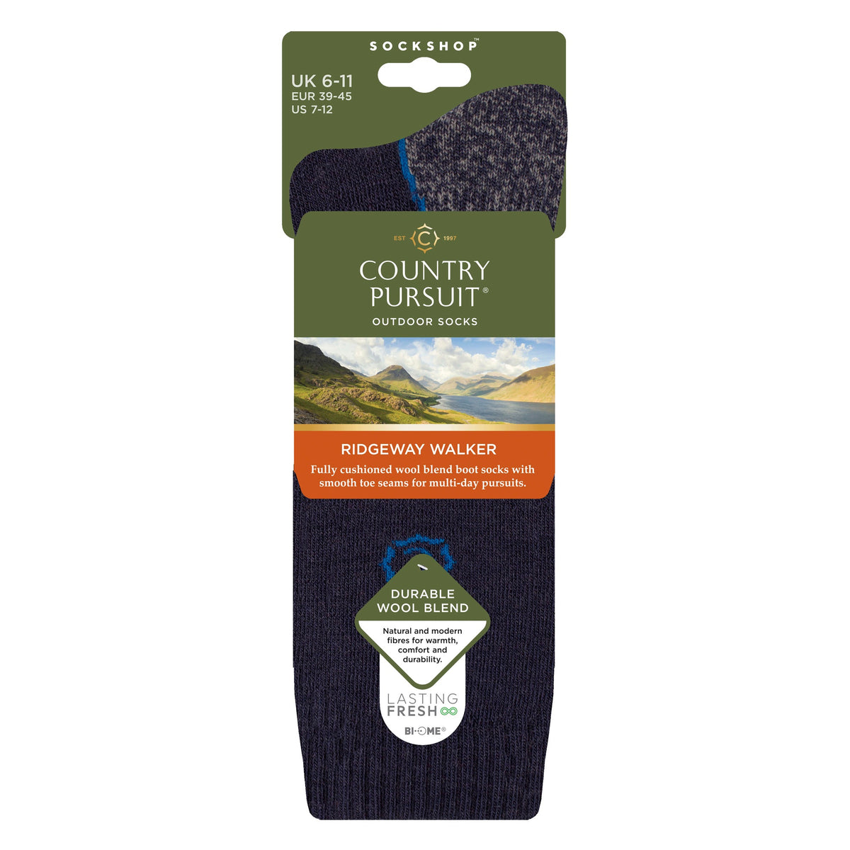 Mens Wool Blend Cushioned Walker Socks for Hiking & Outdoor Comfort