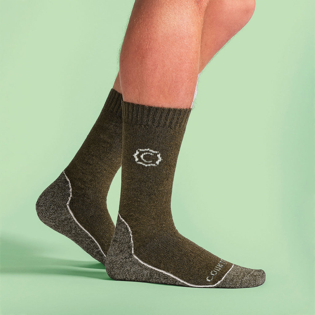 Mens Wool Blend Cushioned Walker Socks for Hiking & Outdoor Comfort