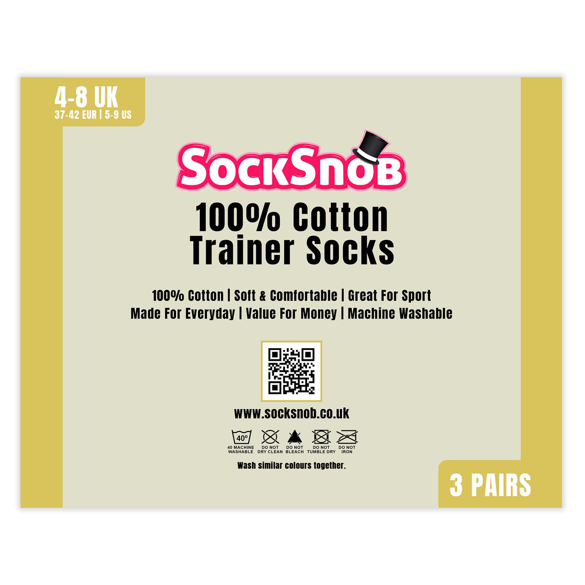 3 Pack Womens 100% Cotton Trainer Socks