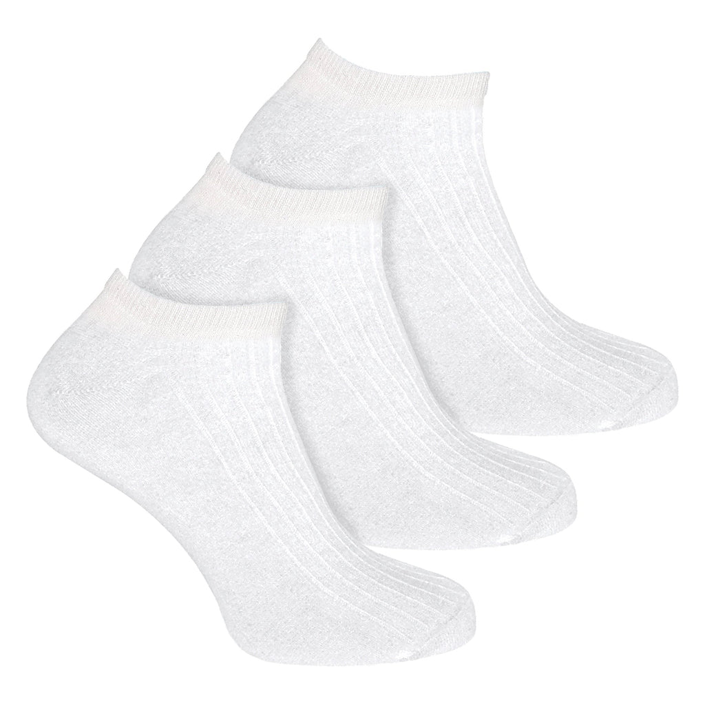 3 Pack Womens 100% Cotton Trainer Socks