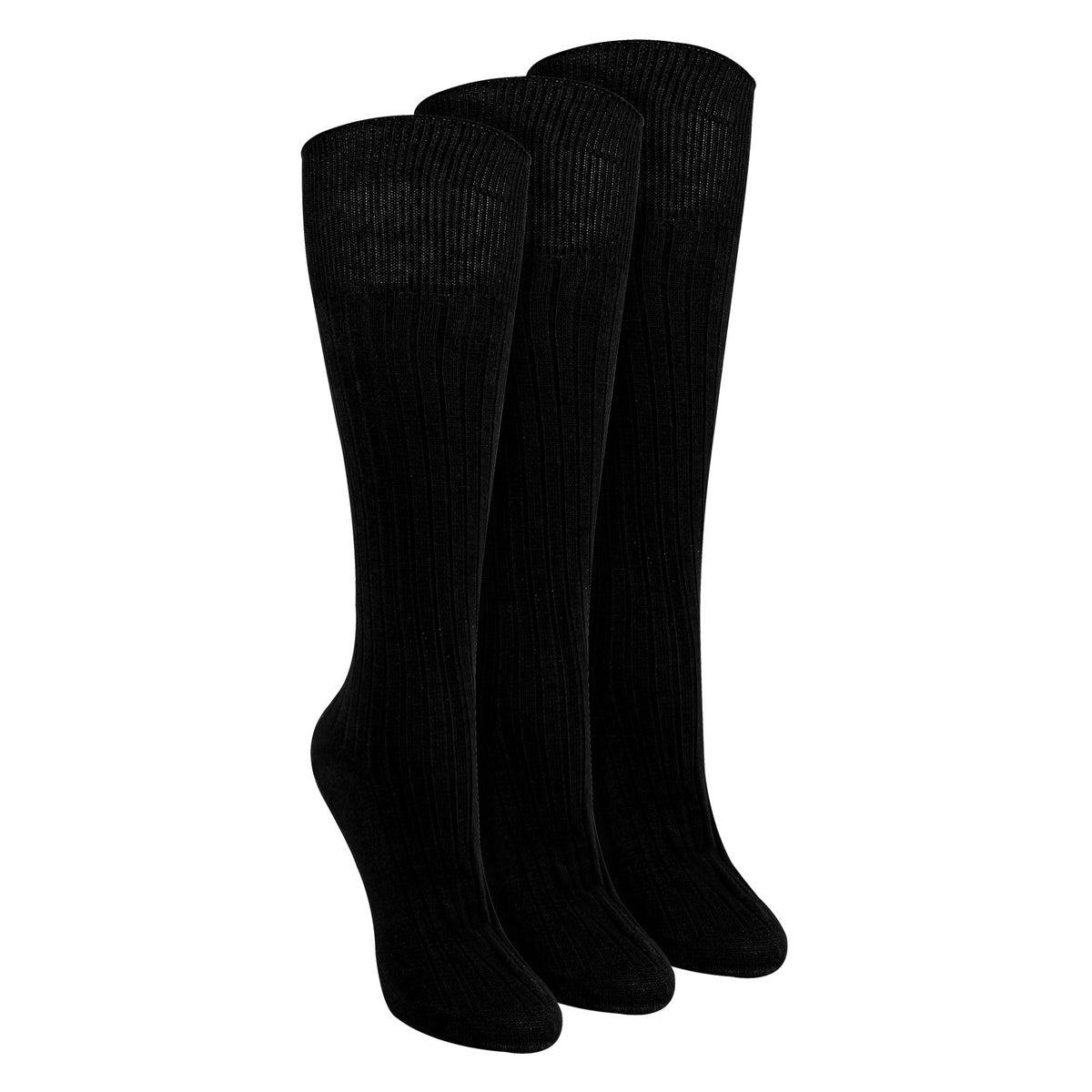 Ladies 3 Pack Knee High 100% Cotton Soft Breathable Socks