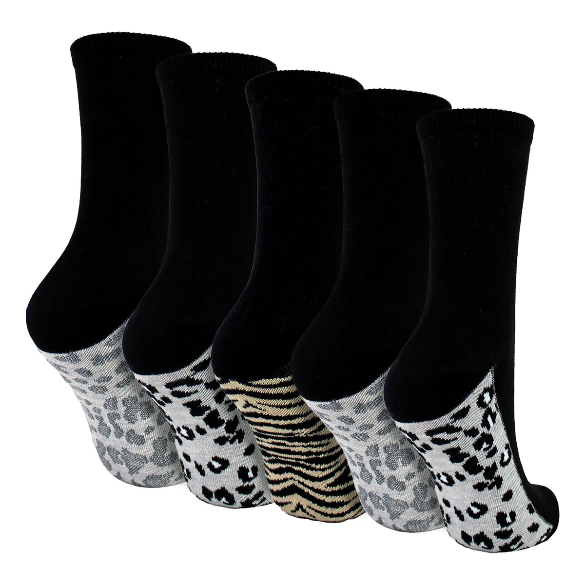 Ladies Cotton Animal Print Footbed Socks Soft Cushioned Comfy Socks