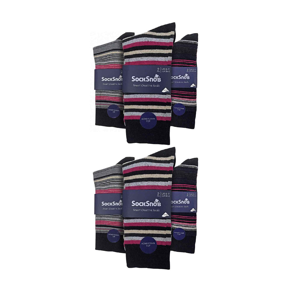 12 Pair Mens Colourful Cotton Striped Patterned Dress Socks
