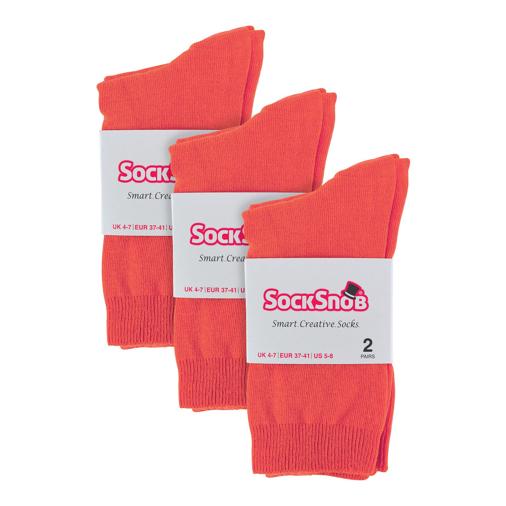 Ladies Plain Coloured Cotton Rich Dress Socks (Multipack Options)