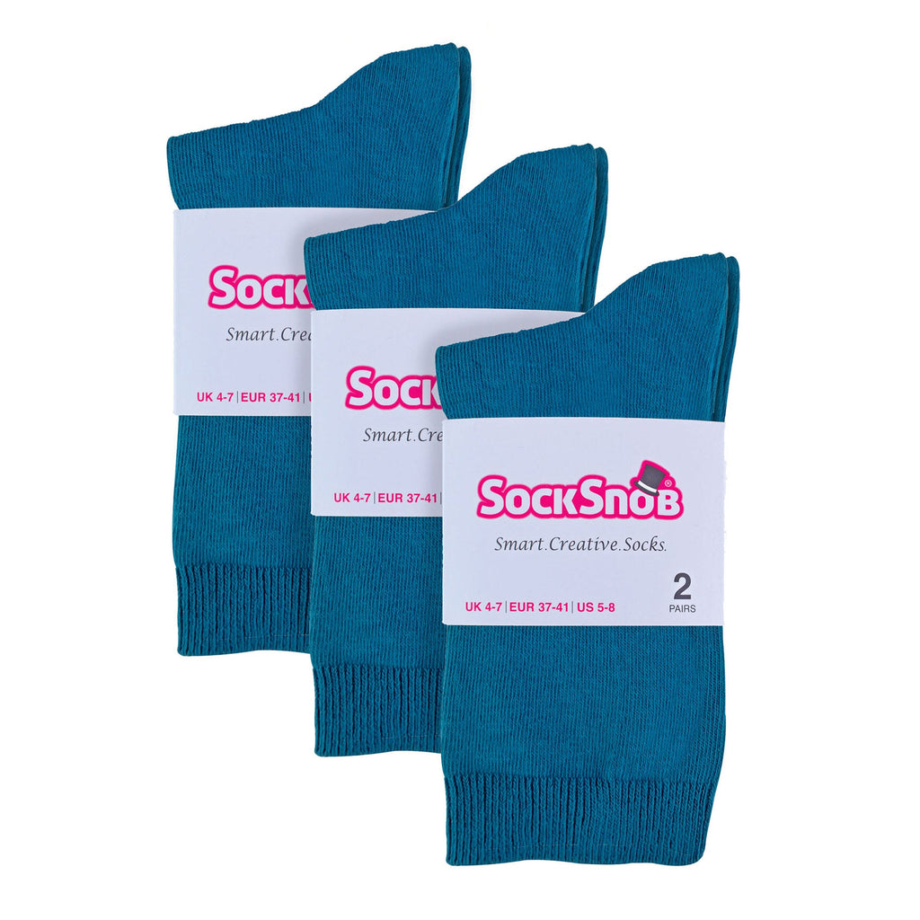 Ladies Plain Coloured Cotton Rich Dress Socks (Multipack Options)