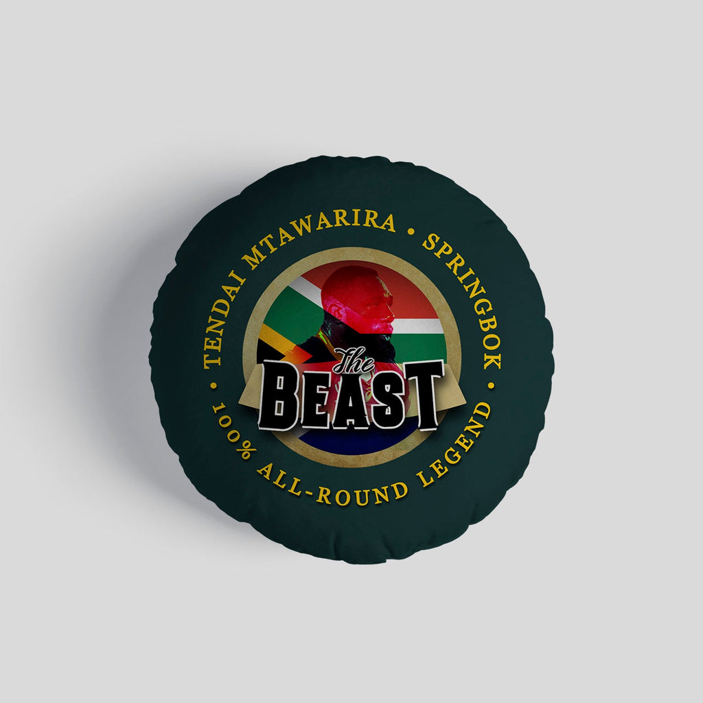 South AFRICA Rugby Union Beast  - Legend Collection - Circle Cushion 14"