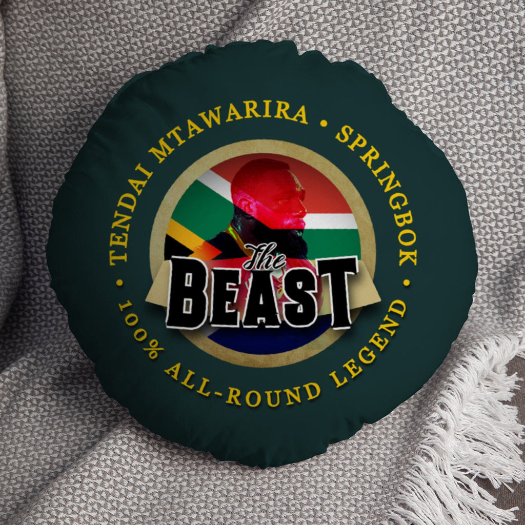 South AFRICA Rugby Union Beast  - Legend Collection - Circle Cushion 14"