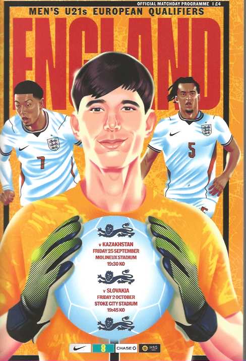 England U21's v Kazakhstan & Slovakia U21's Official U21's Euro 2027 Qualifiers Matchday Programme - 25/9 & 2/10 2026