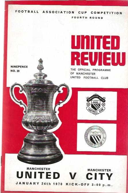 Manchester United v Manchester City 24th January 1970 Official Matchday Programme