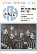 Manchester City v Manchester United 15th November 1969 Official Matchday Programme