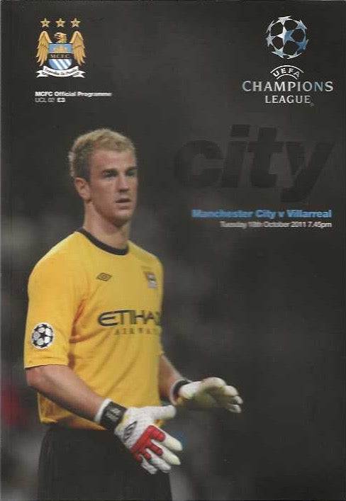 Manchester City v Villarreal UEFA Champions League 18th October 2011 Official Matchday Programme
